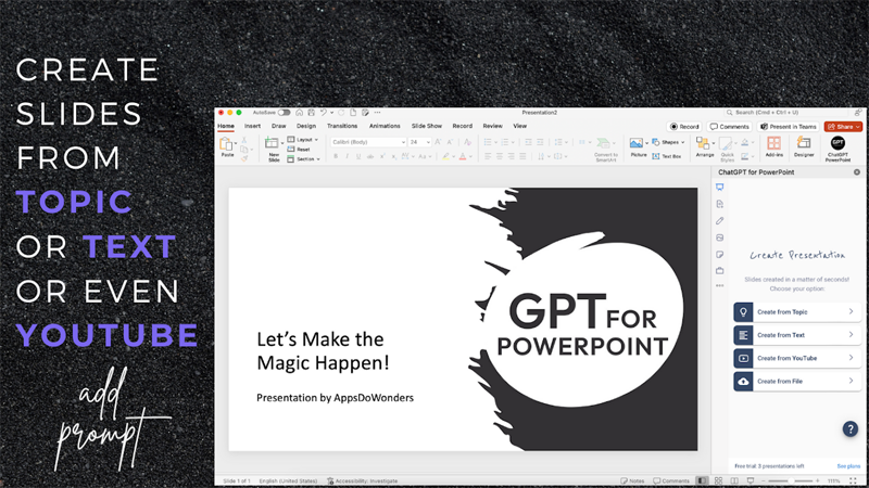 ChatGPT for PowerPoint by Apps Do Wonders