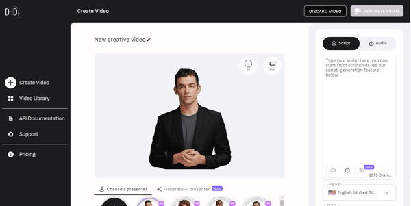 Studio D-ID: AI-driven video avatar creation