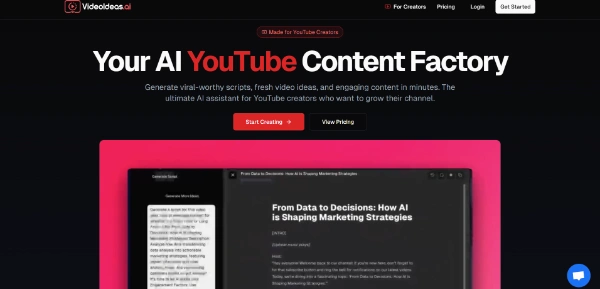 VideoIdeas.ai: Meet Your YouTube Content Partner