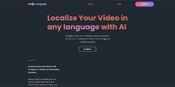 Voxqube: Fast AI dubbing service for videos in 125+ languages